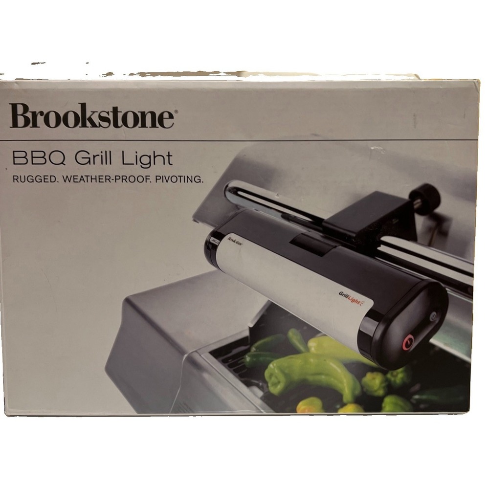 Brookstone BBQ Grill Light Weatherproof Pivoting LED Clamp Handle Mount New Camp